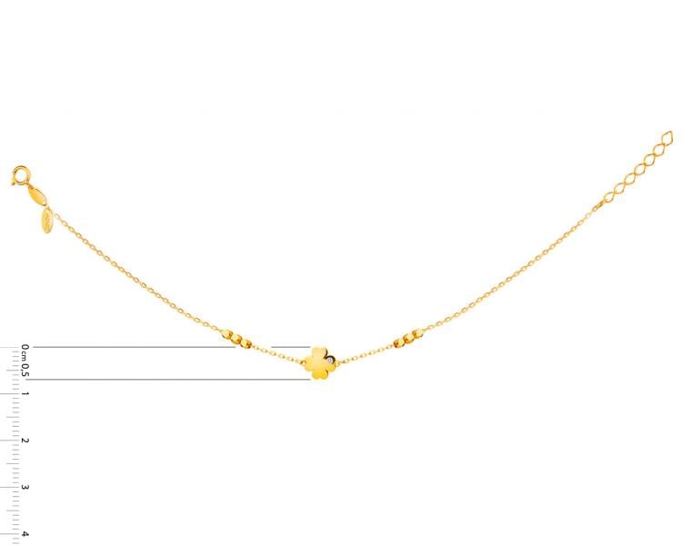 Złota bransoletka z cyrkonią, ankier - koniczyna