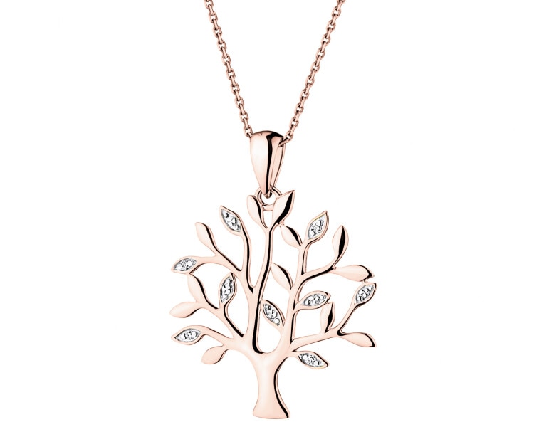 14 K Rhodium Plated Rose Gold Pendant with Diamonds - 0,01 ct - fineness 14 K