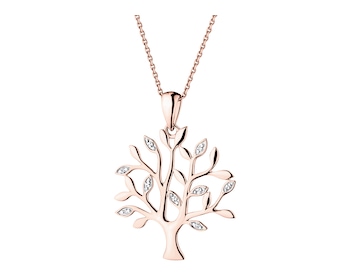 14 K Rhodium Plated Rose Gold Pendant with Diamonds - 0,01 ct - fineness 14 K