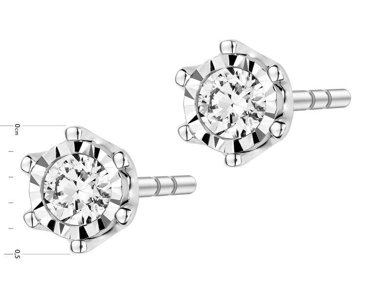 Kolczyki z białego złota z brylantami - 0,15 ct - próba 585