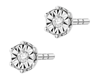 Náušnice z bílého zlata s brilianty - 0,02 ct - ryzost 585