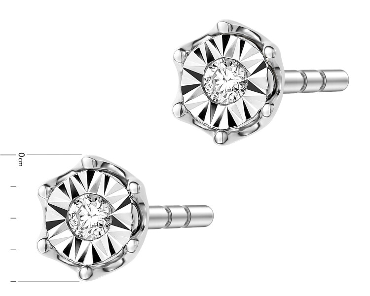 9ct White Gold Earrings with Diamonds - 0,02 ct - fineness 14 K