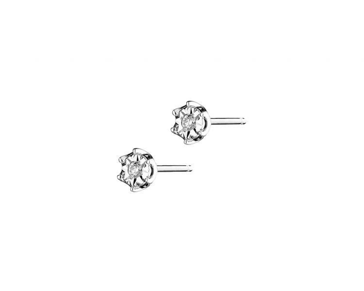 9ct White Gold Earrings with Diamonds 0,02 ct - fineness 14 K