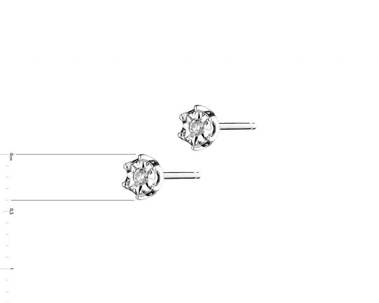 9ct White Gold Earrings with Diamonds 0,02 ct - fineness 14 K