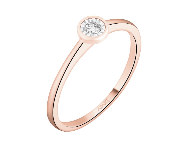 Prsten z růžového a bílého zlata s briliantem - 0,05 ct - ryzost 585