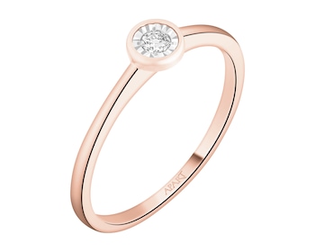 Prsten z růžového a bílého zlata s briliantem - 0,05 ct - ryzost 585