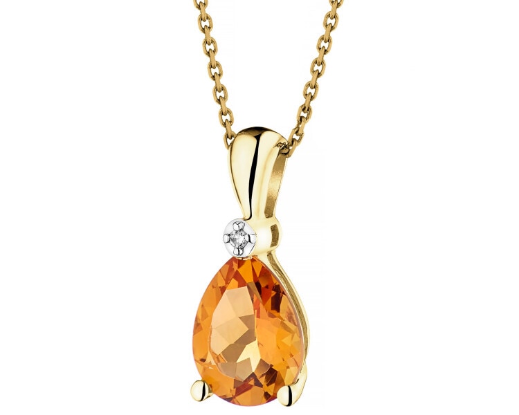 Zawieszka z żółtego złota z diamentem i cytrynem - próba 585