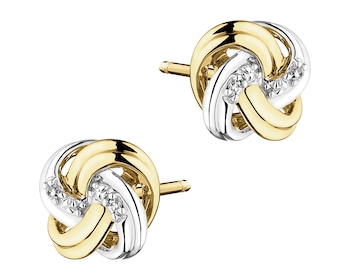 Náušnice ze žlutého zlata s diamanty - 0,01 ct - ryzost 585