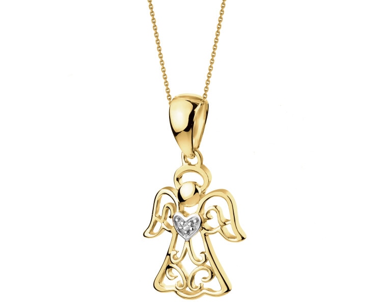 Zlatý přívěsek s diamantem - anděl - 0,004 ct - ryzost 585