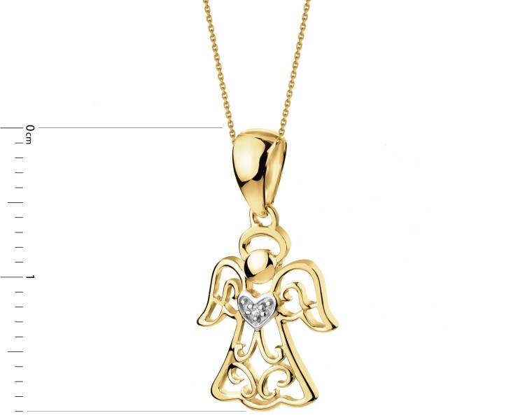 Zlatý přívěsek s diamantem - anděl - 0,004 ct - ryzost 585