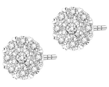 Náušnice z bílého zlata s diamanty - 0,10 ct - ryzost 585
