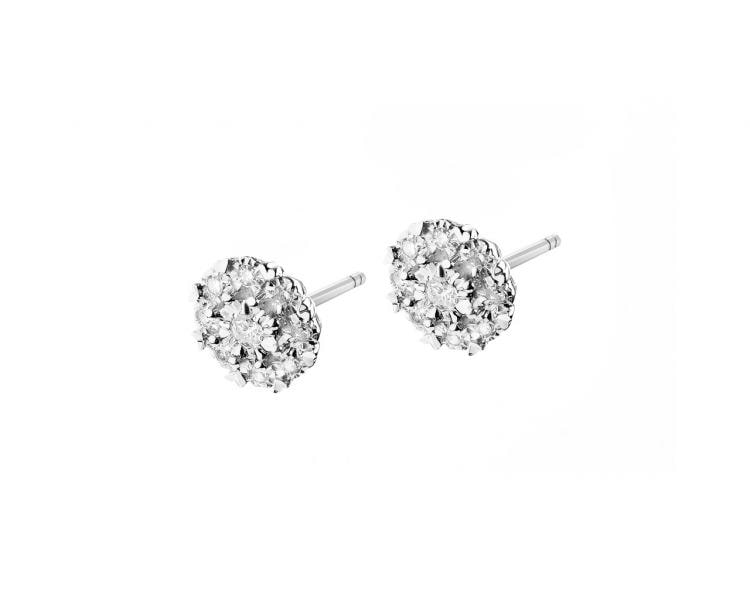 750 Rhodium-Plated White Gold Earrings with Diamonds 0,10 ct - fineness 14 K