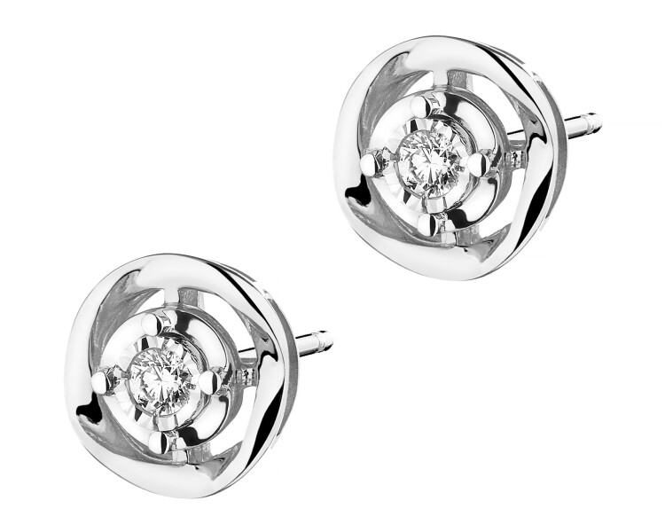 Náušnice z bílého zlata s brilianty - 0,05 ct - ryzost 585