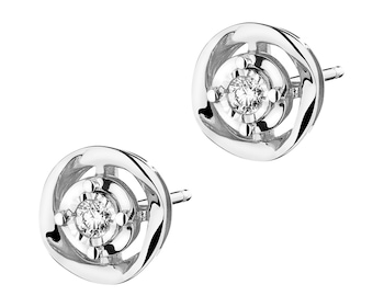 Náušnice z bílého zlata s brilianty - 0,05 ct - ryzost 585