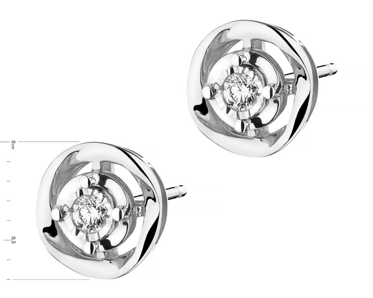 Náušnice z bílého zlata s brilianty - 0,05 ct - ryzost 585
