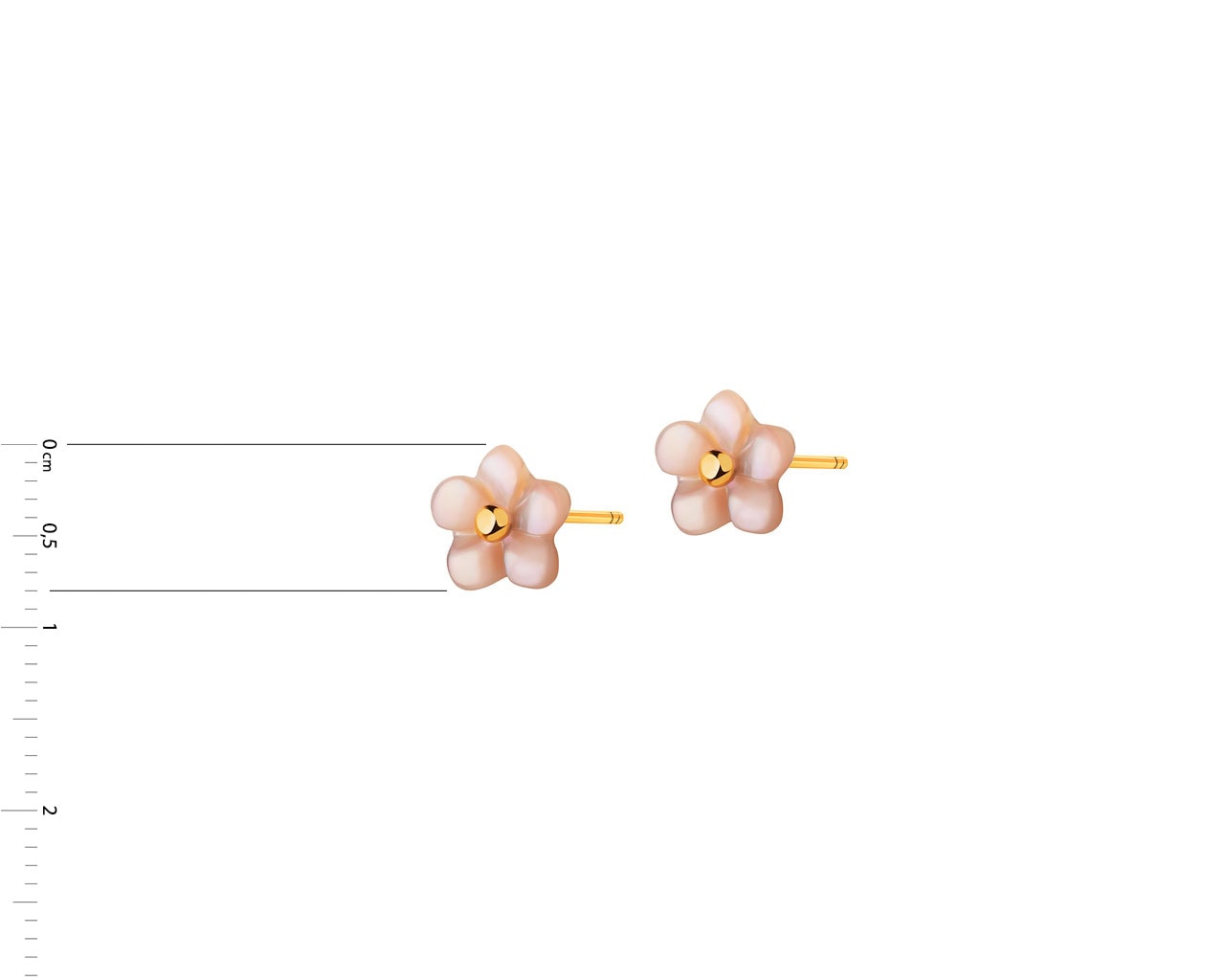 Złote kolczyki z masą perłową - kwiaty
