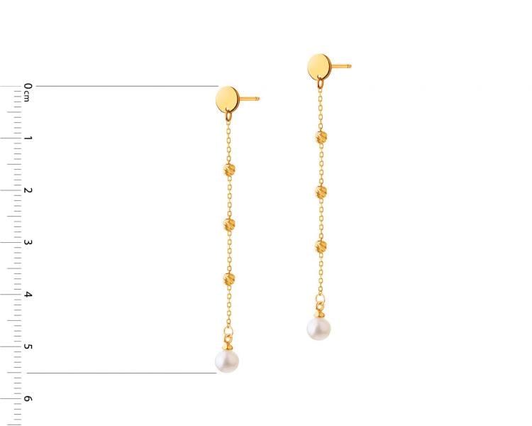 Złote kolczyki z perłami - kulki