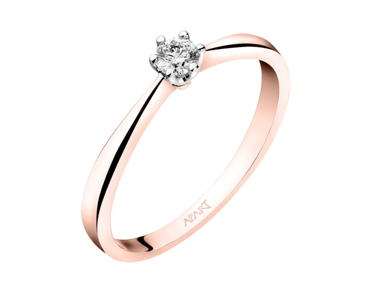 Prsten z růžového a bílého zlata s briliantem 0,10 ct - ryzost 585