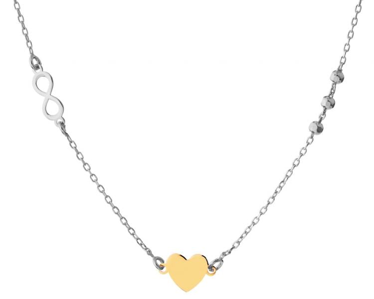 Stříbrný náhrdelník - srdce, nekonečno, kuličky