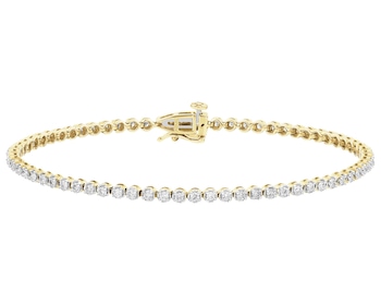 14 K Rhodium-Plated Yellow Gold Tennis Bracelet with Diamonds - 1,00 ct - fineness 14 K