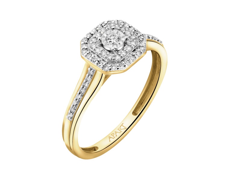 Prsten ze žlutého a bílého zlata s diamanty - 0,18 ct - ryzost 585