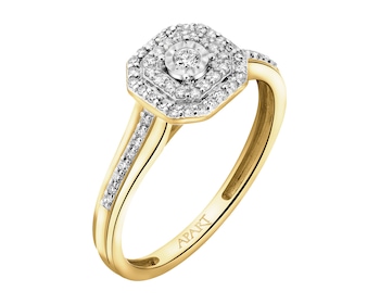 Prsten ze žlutého a bílého zlata s diamanty - 0,19 ct - ryzost 585