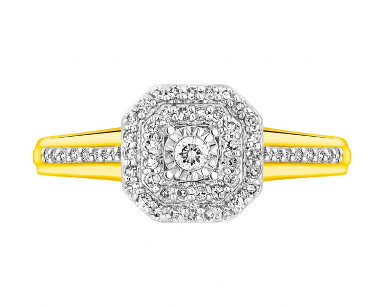 Prsten ze žlutého a bílého zlata s diamanty 0,19 ct - ryzost 585