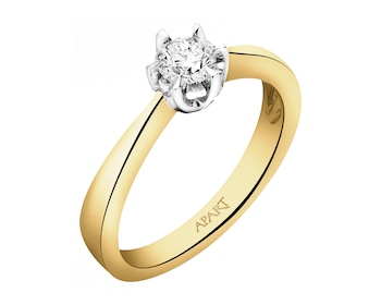 Zlatý prsten s briliantem - 0,30 ct - ryzost 585