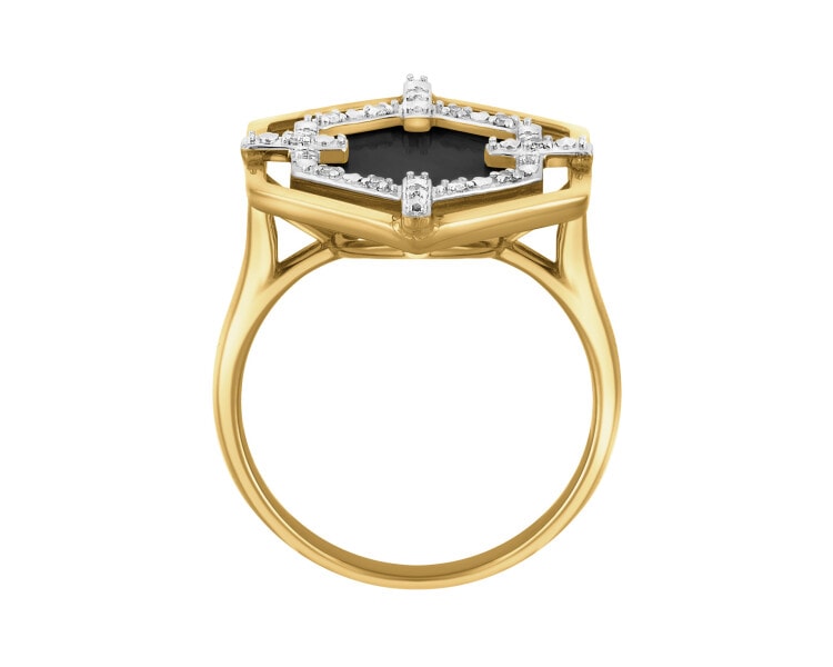 14 K Rhodium-Plated Yellow Gold Ring - fineness 14 K