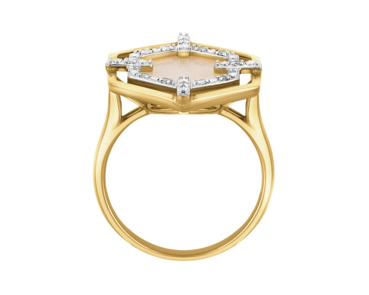 14 K Rhodium-Plated Yellow Gold Ring - fineness 14 K