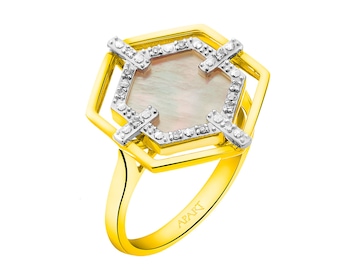 Zlatý prsten s diamanty a perletí 0,03 ct - ryzost 585></noscript>
                    </a>
                </div>
                <div class=