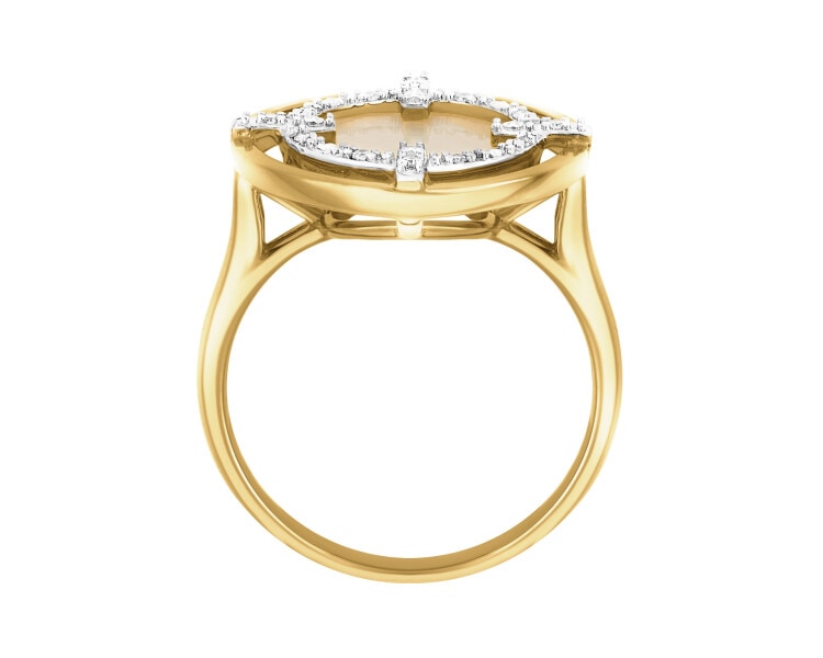 14 K Rhodium-Plated Yellow Gold Ring - fineness 14 K