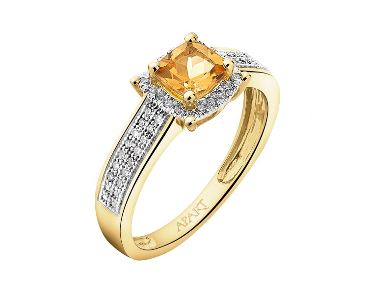 14 K Rhodium-Plated Yellow Gold Ring - fineness 14 K