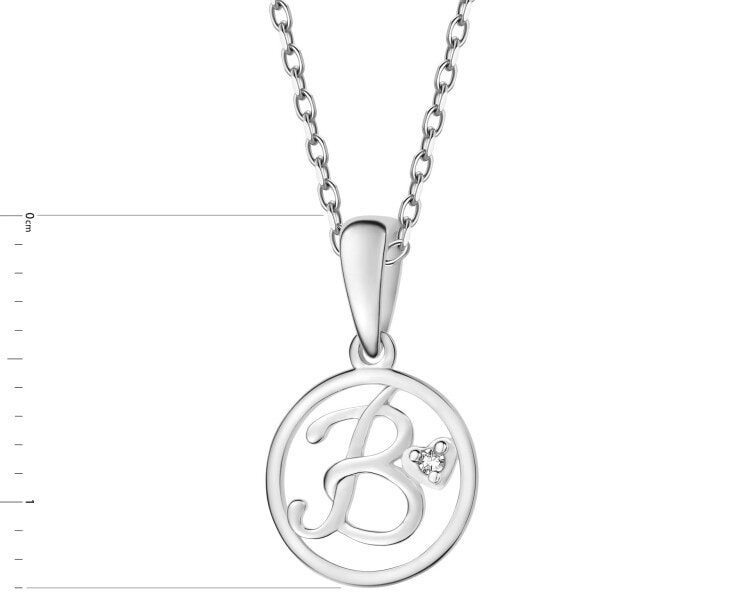 Přívěsek z bílého zlata s diamantem - písmeno B - 0,003 ct - ryzost 585