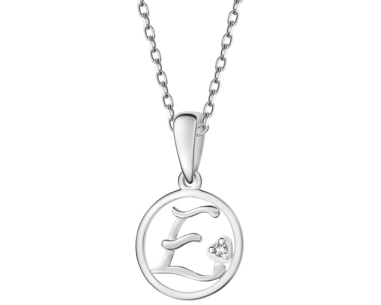 Zawieszka z białego złota z diamentem - litera E - 0,003 ct - próba 585