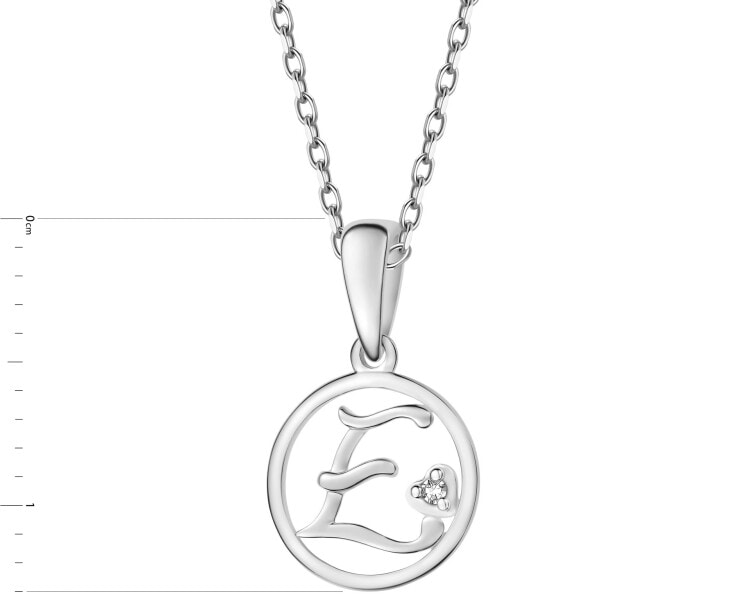 14 K Rhodium-Plated White Gold Pendant with Diamond - 0,003 ct - fineness 14 K