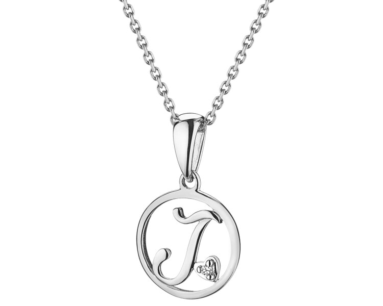 14 K Rhodium-Plated White Gold Pendant with Diamond - 0,003 ct - fineness 14 K