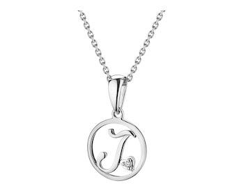 14 K Rhodium-Plated White Gold Pendant with Diamond - 0,003 ct - fineness 14 K