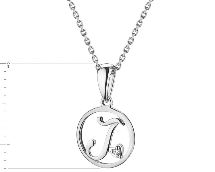 14 K Rhodium-Plated White Gold Pendant with Diamond - 0,003 ct - fineness 14 K