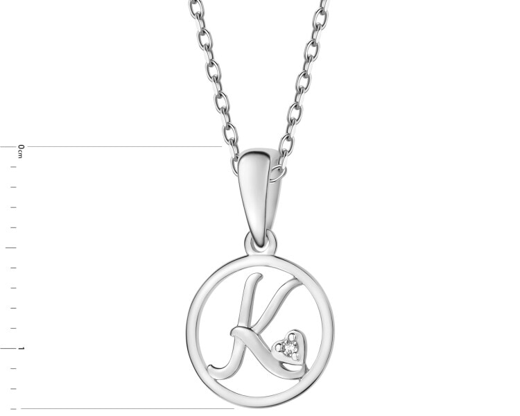Přívěsek z bílého zlata s diamantem - písmeno K - 0,003 ct - ryzost 585