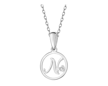Přívěsek z bílého zlata s diamantem - písmeno N - 0,003 ct - ryzost 585
