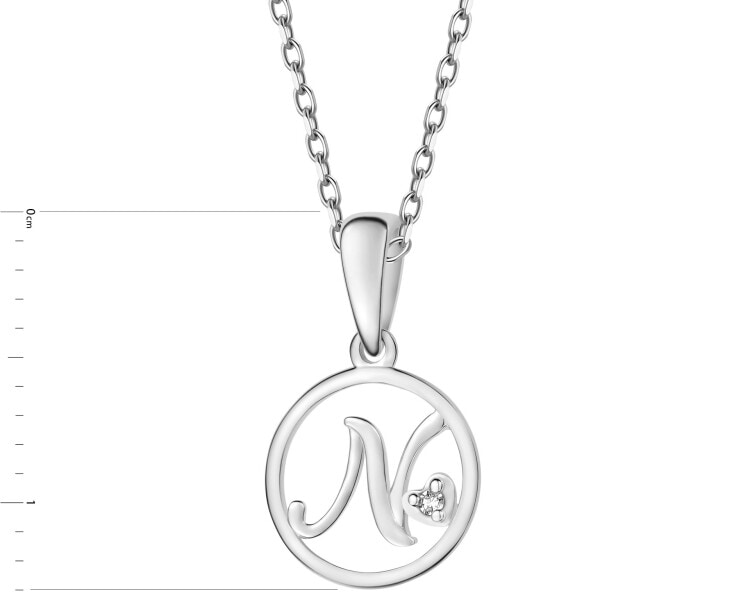 Přívěsek z bílého zlata s diamantem - písmeno N - 0,003 ct - ryzost 585