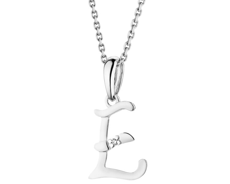 Zawieszka z białego złota z diamentem - litera E - 0,004 ct - próba 585