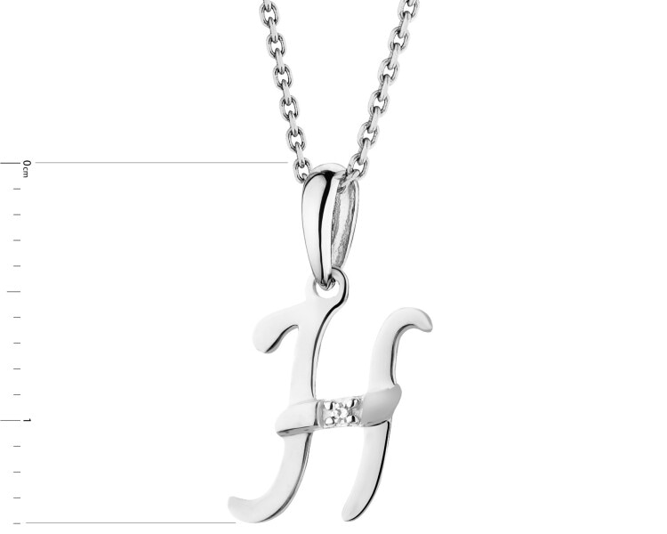Zawieszka z białego złota z diamentem - litera H - 0,004 ct - próba 585