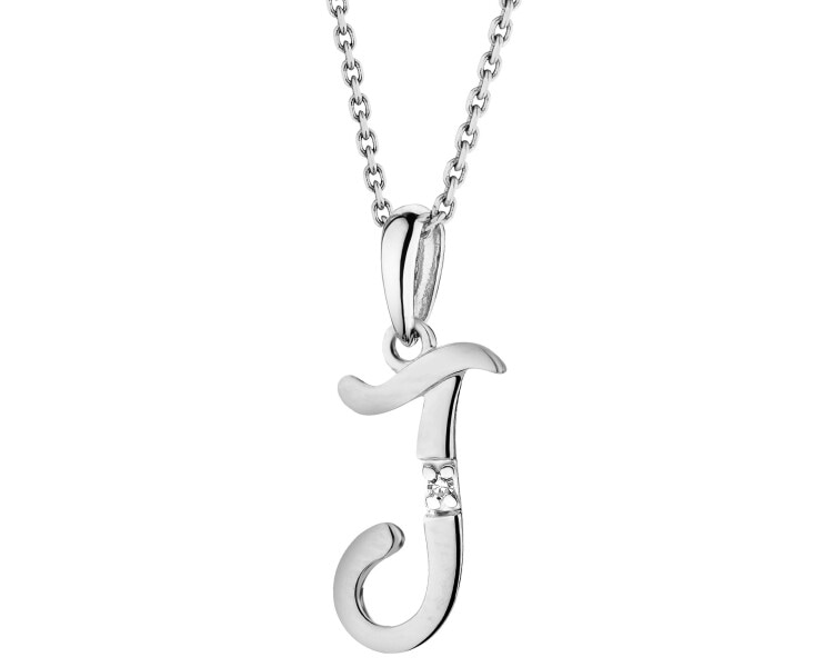 14 K Rhodium-Plated White Gold Pendant with Diamond - 0,004 ct - fineness 14 K