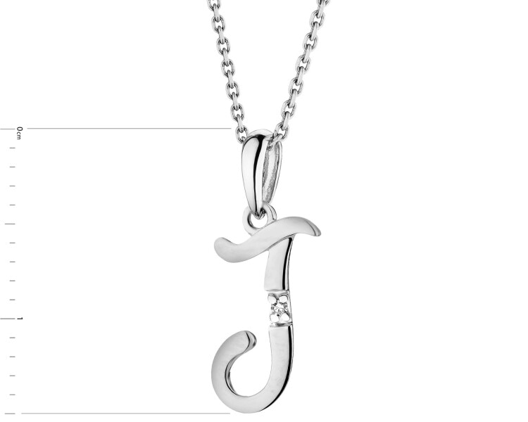 14 K Rhodium-Plated White Gold Pendant with Diamond - 0,004 ct - fineness 14 K