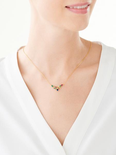 Pozlacený stříbrný náhrdelník se zirkony - květy, motýl