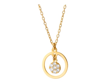 Pozlacený stříbrný náhrdelník se zirkony - kroužek