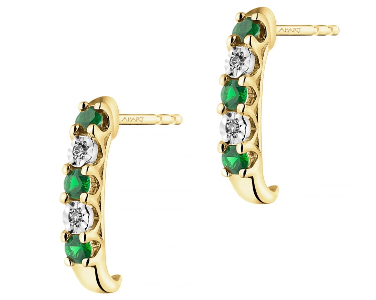 14 K Rhodium-Plated Yellow Gold Earrings - fineness 14 K