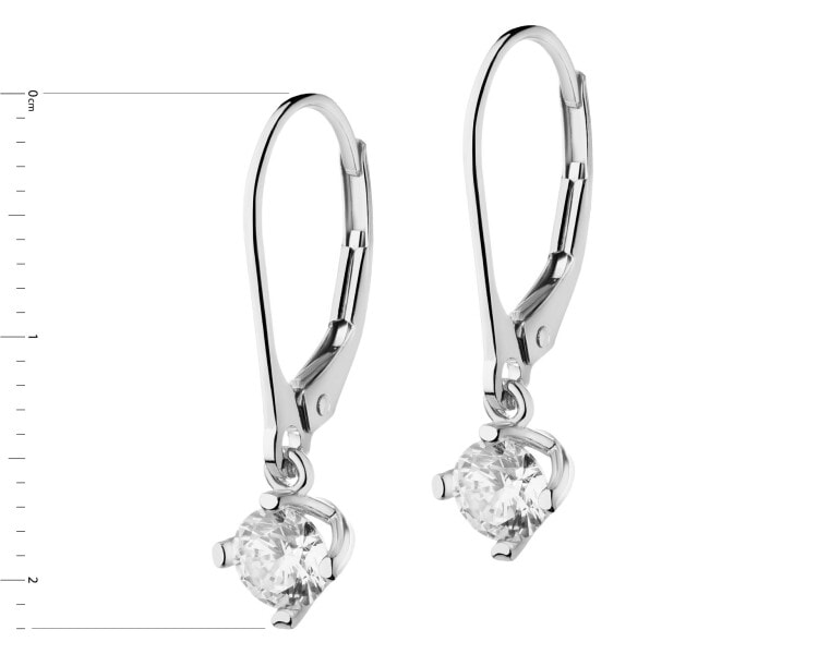 14 K Rhodium-Plated White Gold Earrings with Cubic Zirconia